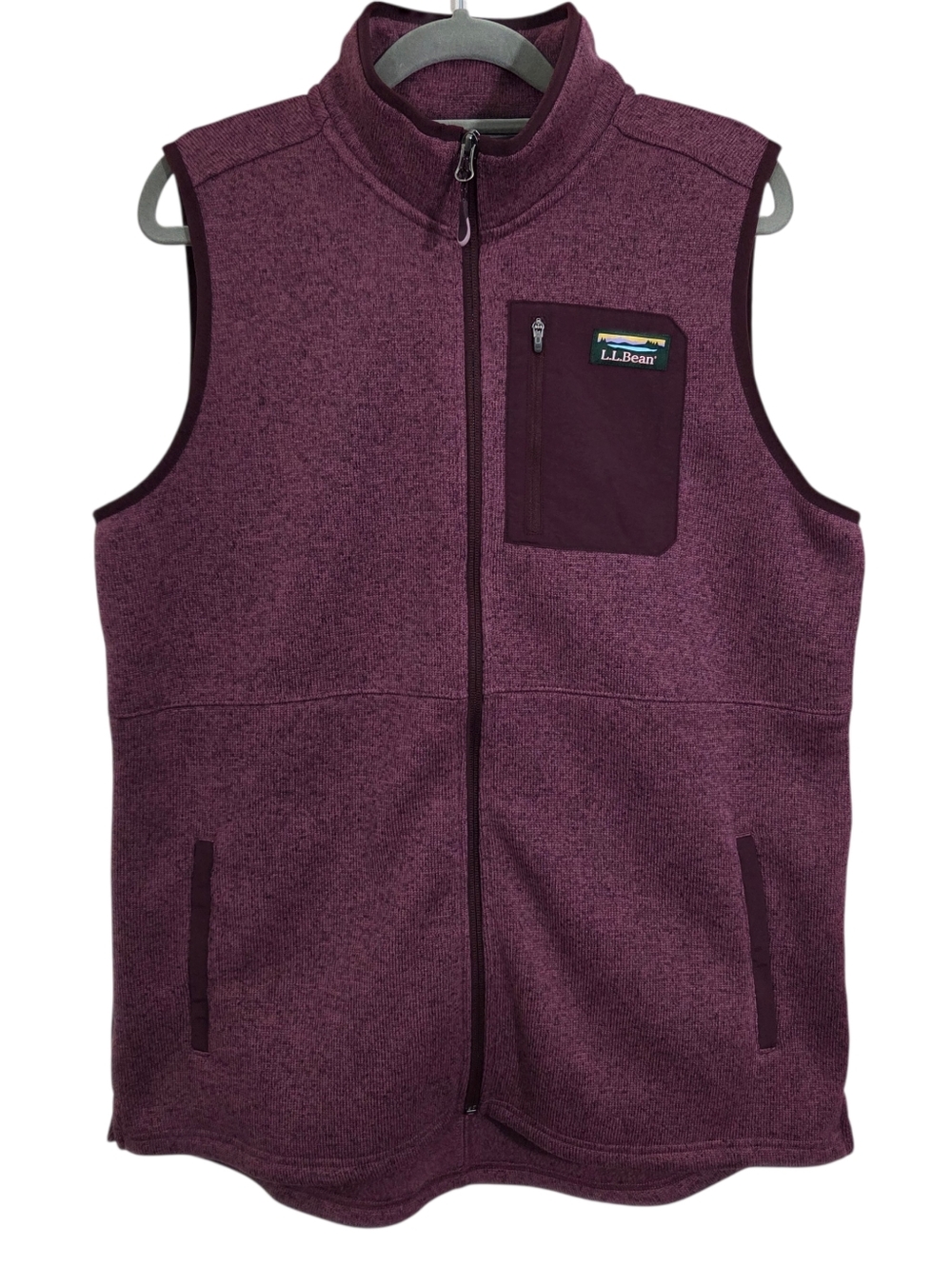 L.L.Bean Sweater Fleece Long Vest Dark Pink Size Large Outdoor Spring Fall